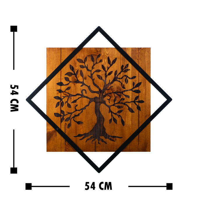 Wallity Tree Escultura de pared de madera y metal en nogal y negro